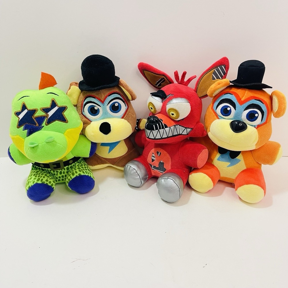 Five Nights at Freddy's Glamrock Freddy Foxy Montgomery Plush 8" FNAF Lot of 4